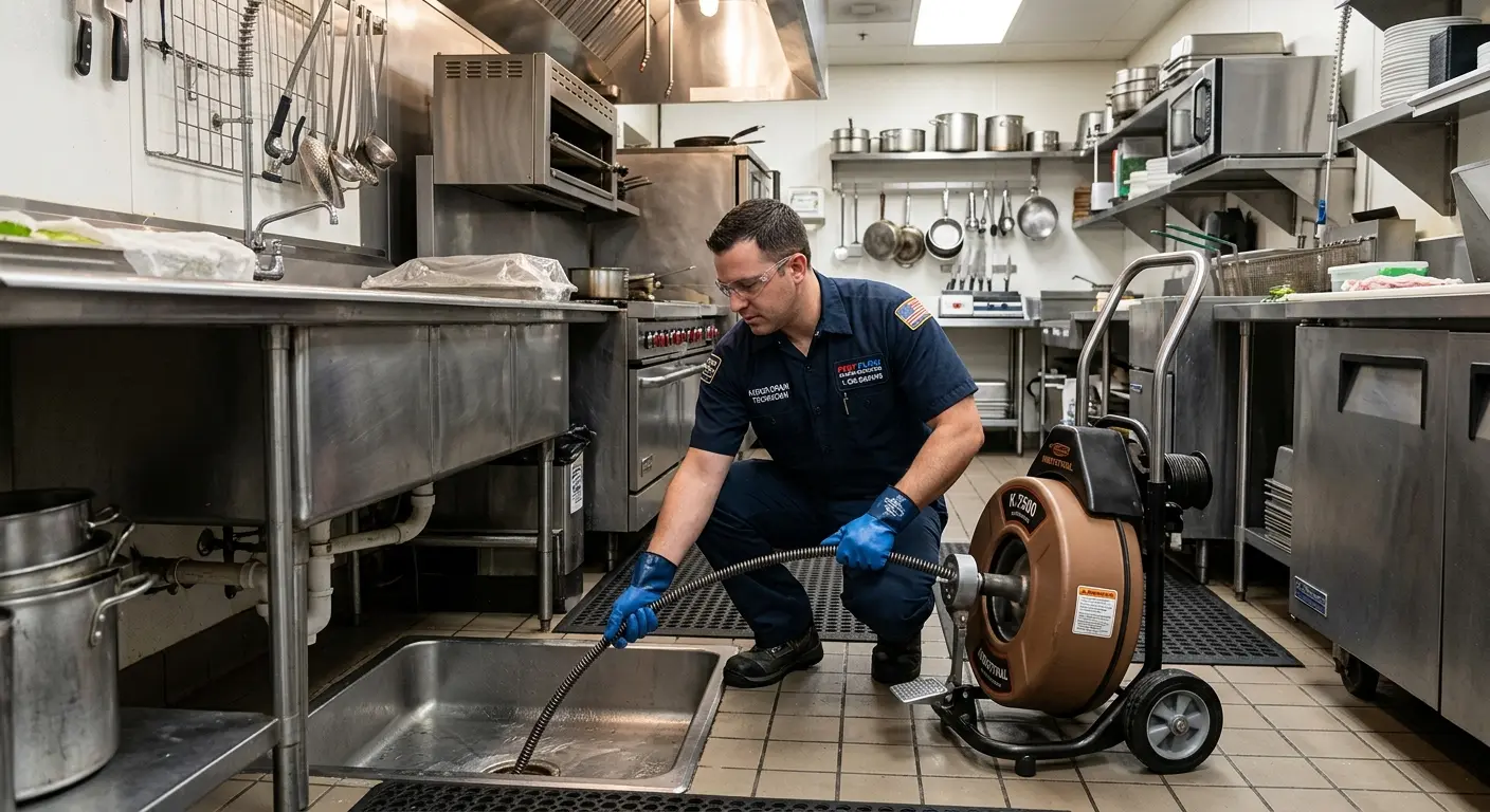 Commercial drain cleaning service in a restaurant kitchen in Hillcrest Heights